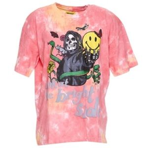 MARKET dolls kill short sleeve bright side skeleton Tie Dye T-shirt Pink large